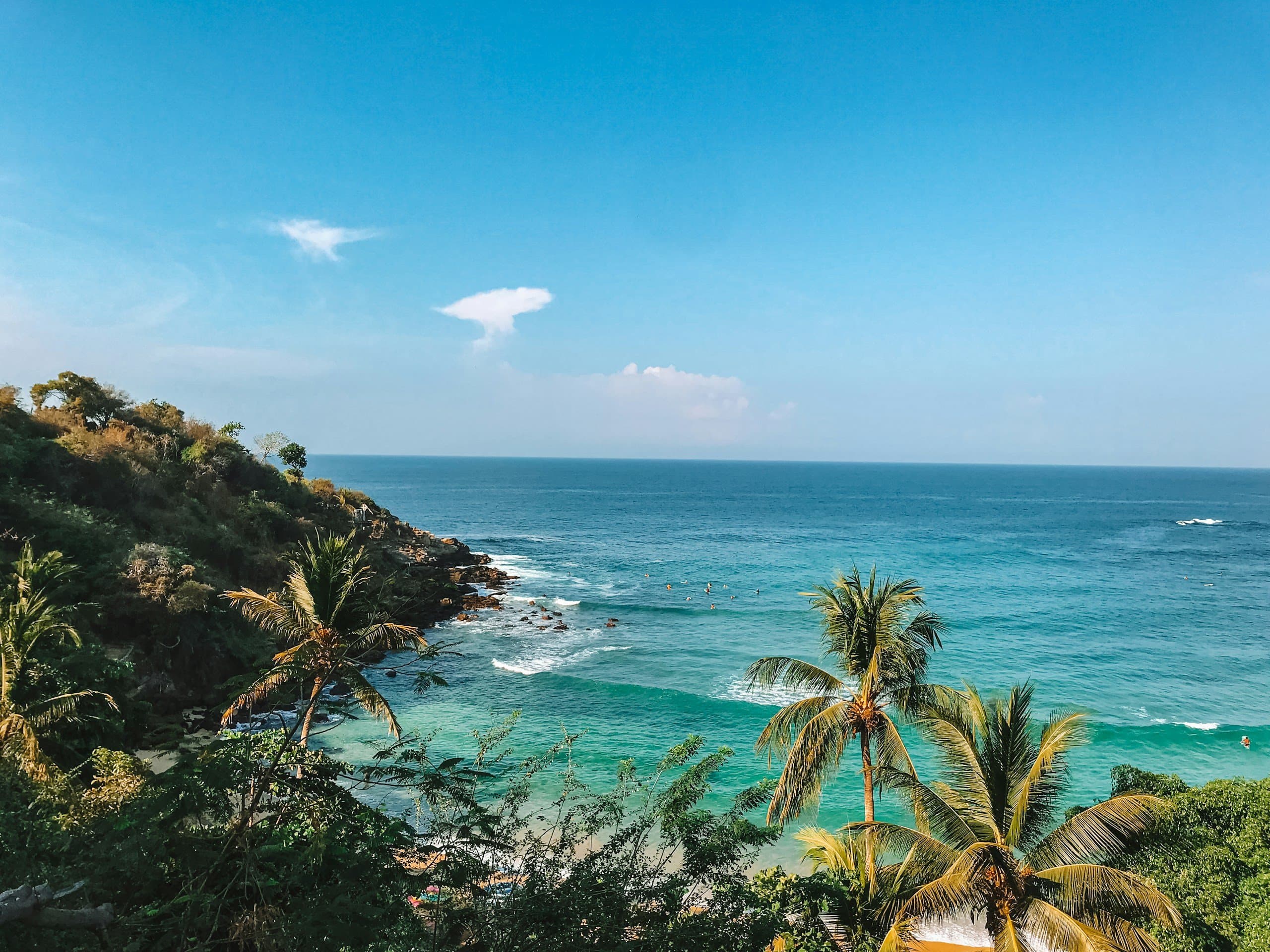 Palmeras y agua turquesa en Carrizalillo, Puerto Escondido